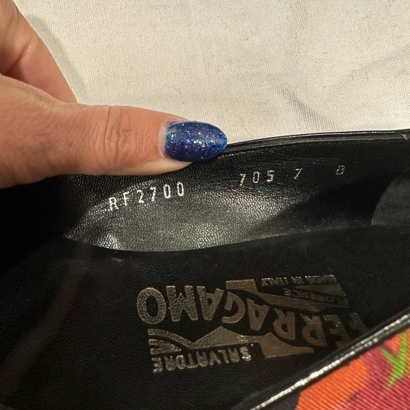 Vintage Salvatore Ferragamo Women's Floral Flats - Red and Yellow 7 - Picture 2 of 7